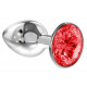 Малая серебристая анальная пробка Diamond Red Sparkle Small с красным кристаллом - 7 см.