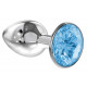 Малая серебристая анальная пробка Diamond Light blue Sparkle Small с голубым кристаллом - 7 см.