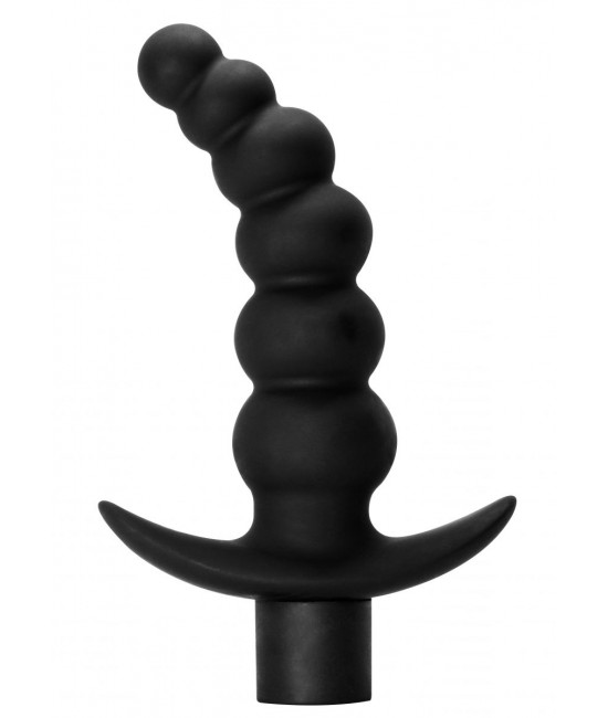Чёрная анальная ёлочка с вибрацией Ecstasy - 14 см.