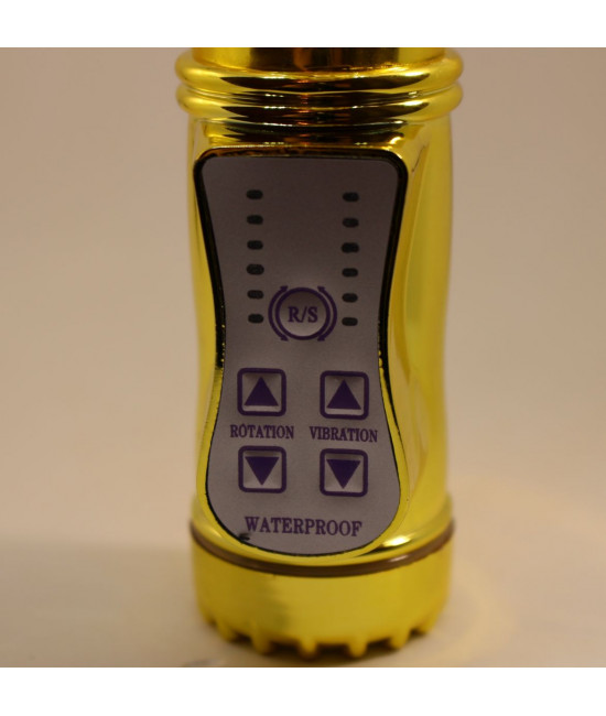 Золотистый вибратор с 24 видами вибрации и ротации - 21 см.
