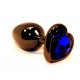 Чёрная пробка с синим сердцем-кристаллом - 7 см.