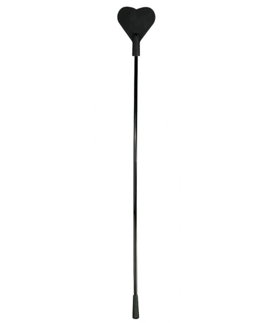 Чёрный пластиковый стек с силиконовым сердечком на конце - 44 см.